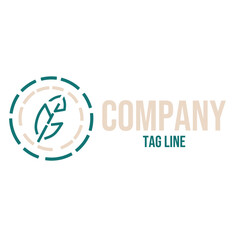 leaf logo with broken circle, two colors and white background vector design editable