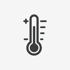 Thermometer Flat Black Vector Icon