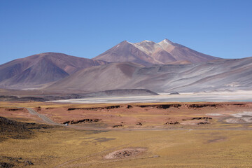 Stunning landscape at the Salar Aguas Calientes, Atacama Desert, Chile