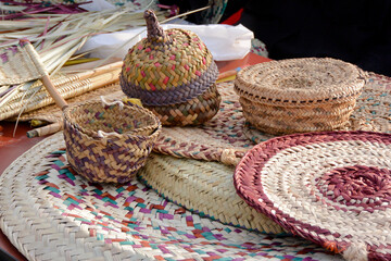 Traditional handicrafts for sale on the market, Qatar
