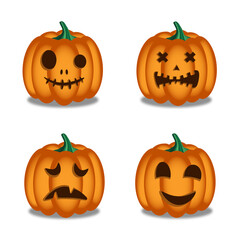 Halloween pumpkin set. symbols of Halloween. Vector funny pumpkins. Design elements of Halloween