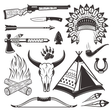 american indian hunter attributes weapons set