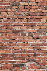 Obraz premium Old red brick wall, grunge background. Copy space