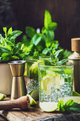 Mojito Summer Drink with Lime MInt and Ice
