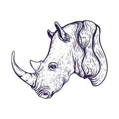 Hand drawn rhino illustration Premium Vector
