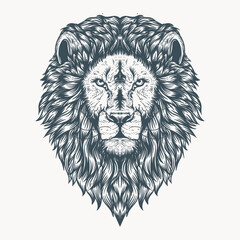 Hand drawn hairy lion head artwork Premium Vector
