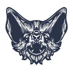 Bat face hand drawn illustration Premium Vector
