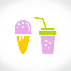 Ice cream and smoothies. Summer street food. Flat vector templates.