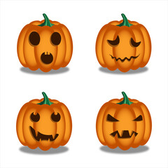 Set of Halloween pumpkins. Vector pumpkin emotions set.  Design elements of Halloween