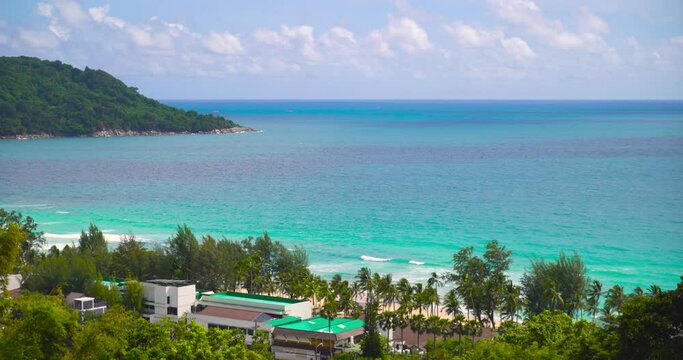 Landscape beach sea and city view on KATA View point Phuket Thailand On Aug 2021