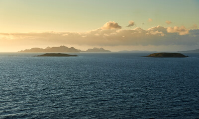 Cies Islands on the Galician coast at sunset