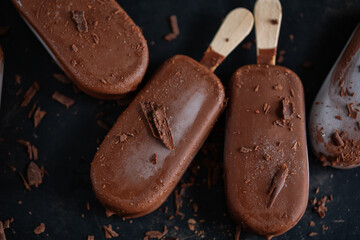 Dark chocolate ice cream with chocolate chunks