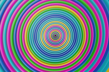 Fototapeta na wymiar Colorful and vibrant circles swirl tunnel