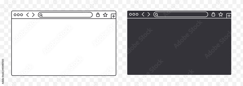 Aufkleber minimalist computer browser window mockup vector illustration. isolated blank browser lines for lapt