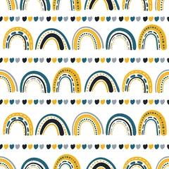 Blackout roller blinds Rainbow Cute rainbows seamless pattern. Vector hearts and rainbows in a simple childish hand-drawn Scandinavian style in modern colors. Design of children's clothing, gift wrapping, textiles, fabrics.