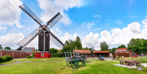 Bock windmill in Dornum East Frisia, Germany. - Bockwindmühle in Dornum - obrazy, fototapety, plakaty