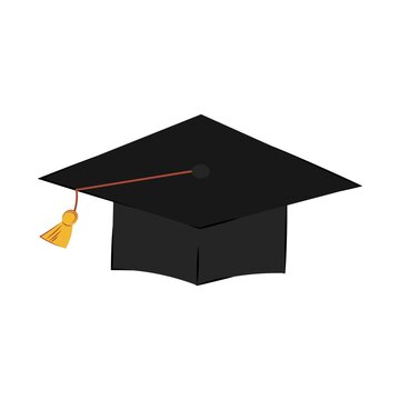 square academic cap isolated on white background. Education symbol - graduation cap of students. Vector flat illustration 
