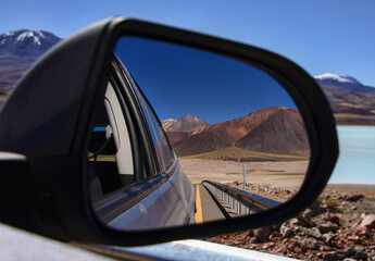Fototapeta premium Road trip along the empty altiplano, Atacama Desert, Chile