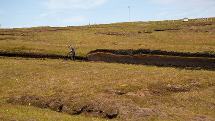 Peat cutting on Shetland