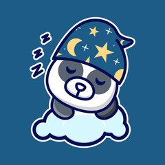 
vector illustration of cute panda sleeping above the clouds,  good for t-shirt, greeting card, invitation card or mascot