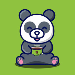 
vector illustration of cute panda drinking coffee,  good for t-shirt, greeting card, invitation card or mascot
