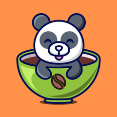 
vector illustration of cute panda, panda soaking in coffee cup, good for t-shirt, greeting card, invitation card or mascot