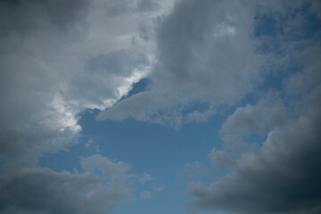 Fototapeta na wymiar Blue sky background with stormy and white clouds.
