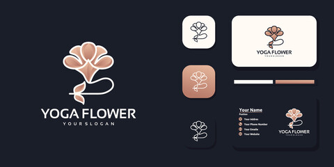 Yoga meditation logo with flower concept