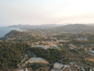 Fototapeta na wymiar Greek mountain hills panorama drone view
