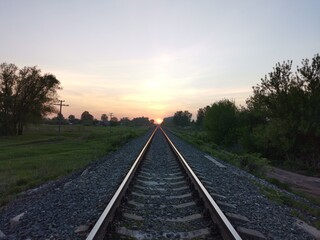 Fototapeta na wymiar railway in the morning