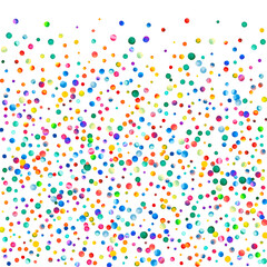 Watercolor confetti on white background. Actual rainbow colored dots. Happy celebration square colorful bright card. Trending hand painted confetti.
