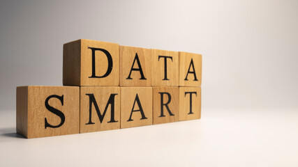 Smart Manufacturing was created from wooden cubes. Industry and technology.