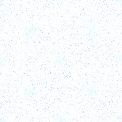 Hand Drawn Snowflakes Christmas Seamless Pattern. Subtle Flying Snow Flakes on chalk snowflakes Background. Alive chalk handdrawn snow overlay. Amusing holiday season decoration.