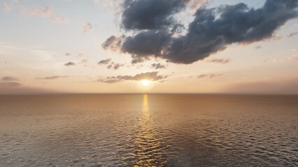 Amazing sea landscape. Dramatic sea sunset. Summer sunset seascape. Atlantic ocean beach sunsets. Seascape background. Tourism, travel, holdiay, summer concept.	