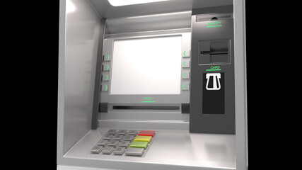Atm machine. Bank machine. 3d rendering