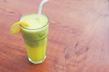 Lemon Lime juice smoothie shake in glass