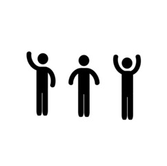 gymnastics for hands, sports, pictogram figure of a man gestures with his hands, isolated on a white background