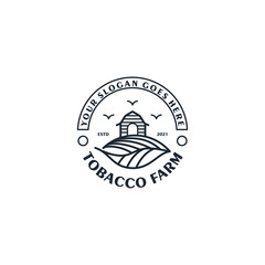 Naklejka premium tobacco farm,vintage logo with line art, for business reference
