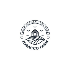 tobacco farm,vintage logo with line art, for business reference