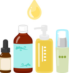 市販の美容オイルのイラストセット