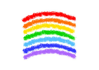 7色の虹クレヨン線イラスト