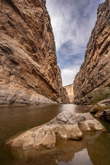 Fototapeta na wymiar Exposed Rock in Santa Elana Canyon And The Rio Grande
