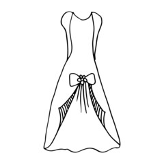 Doodle hand drawing with kid clothes. Vector illustration of lines and coloring pages for kids