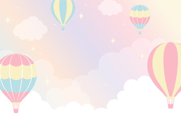 vector background with hot-air balloons in the sky for banners, cards, flyers, social media wallpapers, etc. © mar_mite_