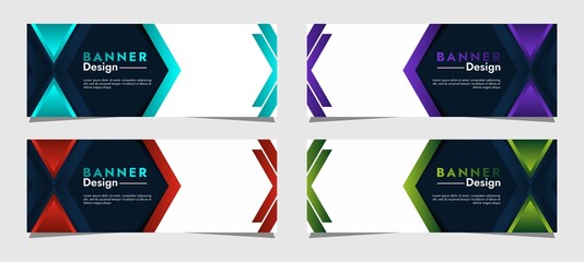 Collection of business banner background template design with simple geometric shapes