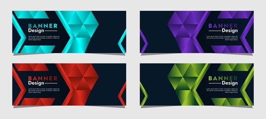 Fototapeta premium Collection of business banner background template design with simple geometric shapes