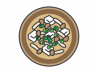 きのこの味噌汁のイラスト