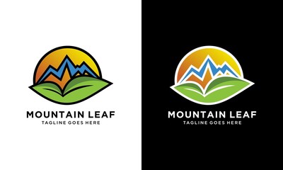 Mountain Leaf Logo Template Vector.