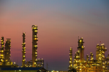 Morning scene of oil refinery plant and power plant of Petrochemistry in the morning time