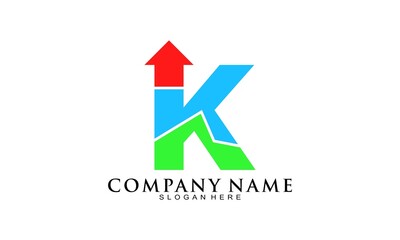 Letter K grow up vector logo